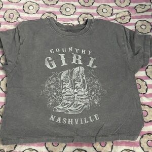 Gray Country juniors Graphic Crop Top
